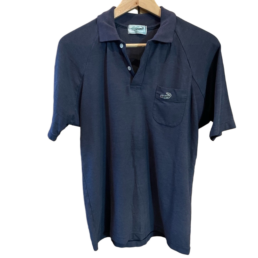 Vintage Crocodile Men's Navy Polo Shirt